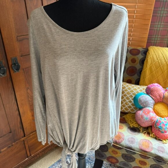 Soft Surroundings Gray Pullover Tie Waist Top Size Large - Picture 1 of 7
